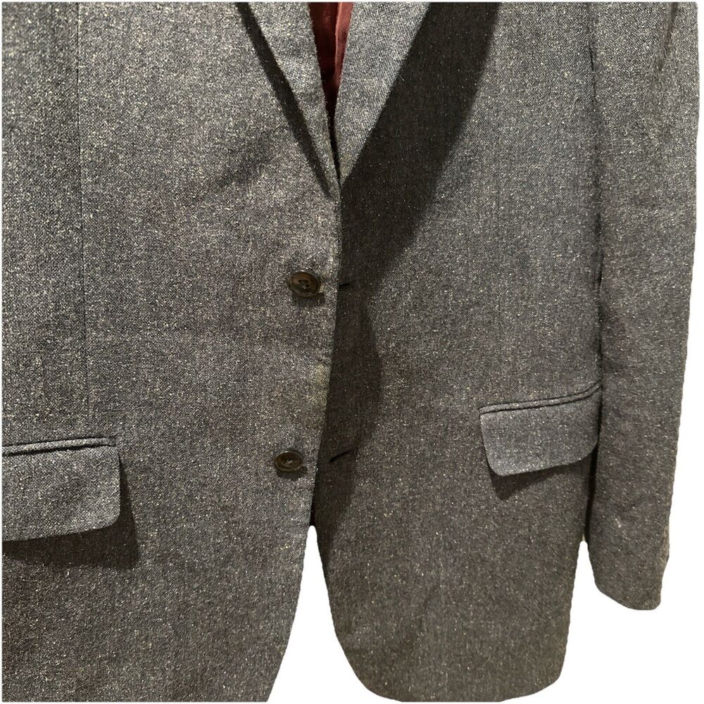 Tommy Hilfiger Menβs 40L Wool Blend Blue Speckled Knit Blazer Sport Coat Long - Picture 3 of 11